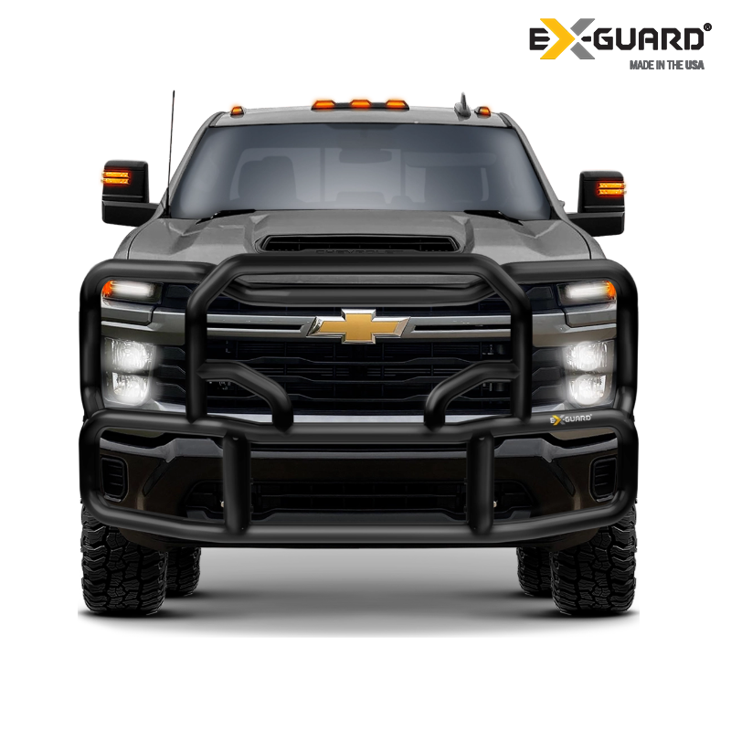 Front view of a Chevrolet truck with a clear background