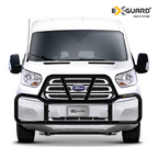 White Ford van with a front grille guard on a white background