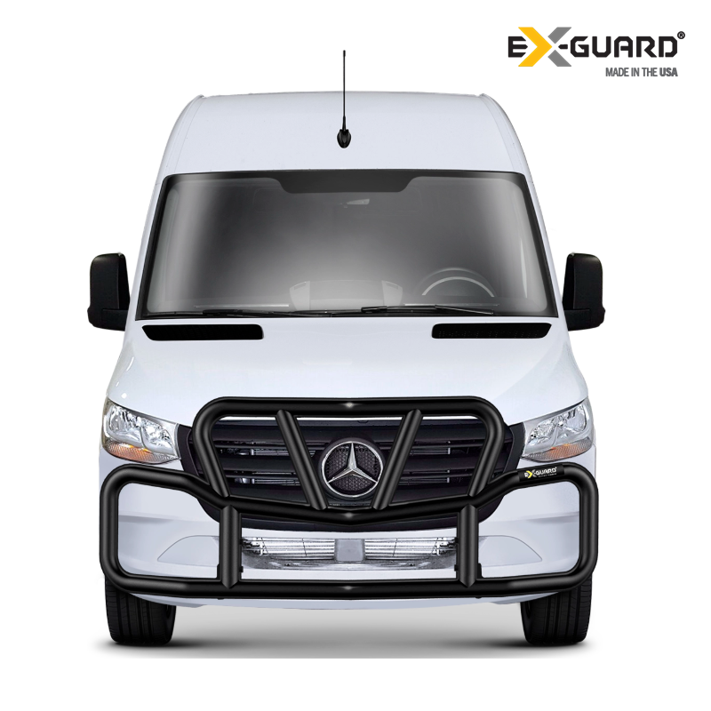 White Mercedes-Benz van with Ex-Guard Grille Guard on a white background